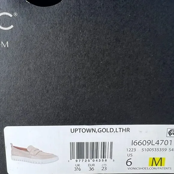 Vionic Uptown Leather Slip On Loafer Shoe Gold I6609L4701 Women's 6 M NWB - Picture 9 of 9